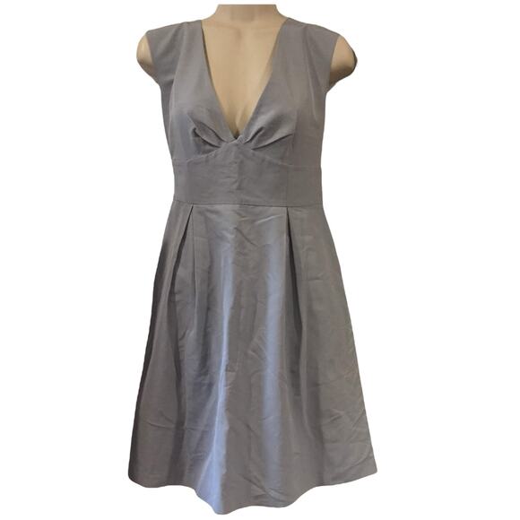 J. Crew Fit & Flare Cocktail Dress in Aluminum size 6 V-neck Cotton Silk - Picture 1 of 10
